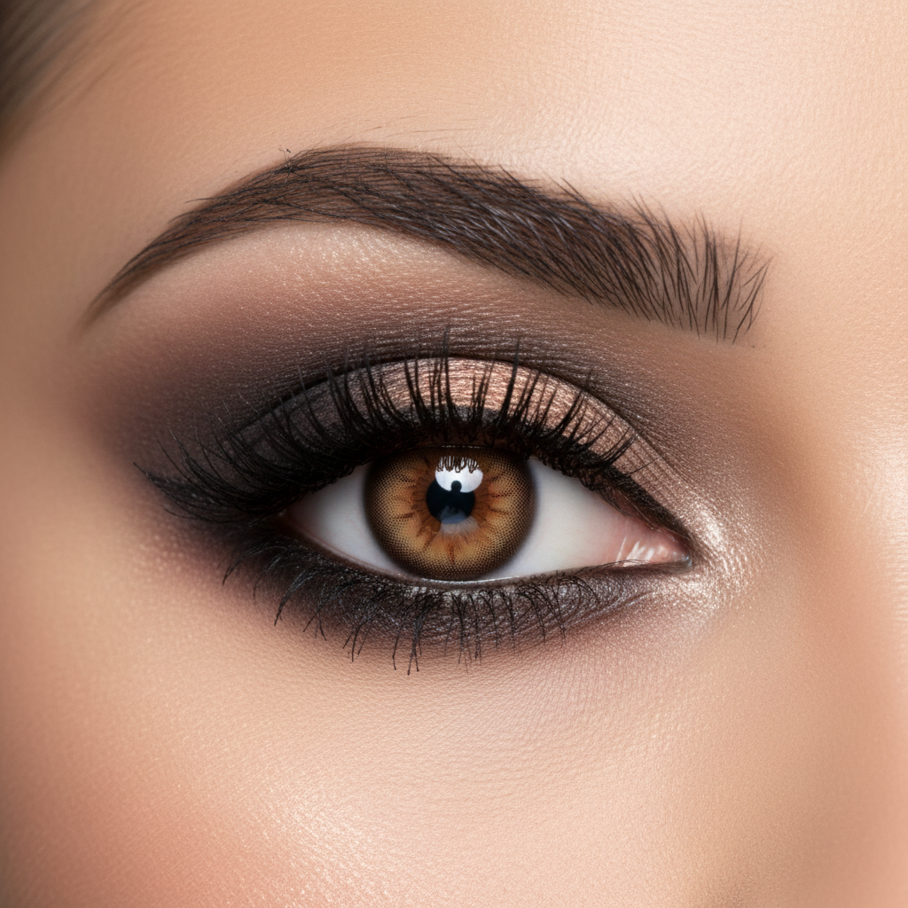 Bella Elite Sandy Brown Contact Lenses on eye