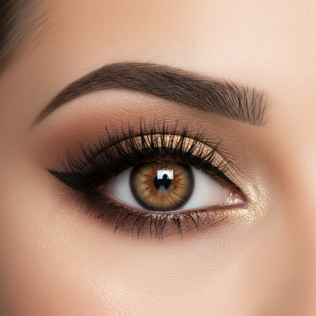 Bella Elite Silky Gold Contact Lenses on eye