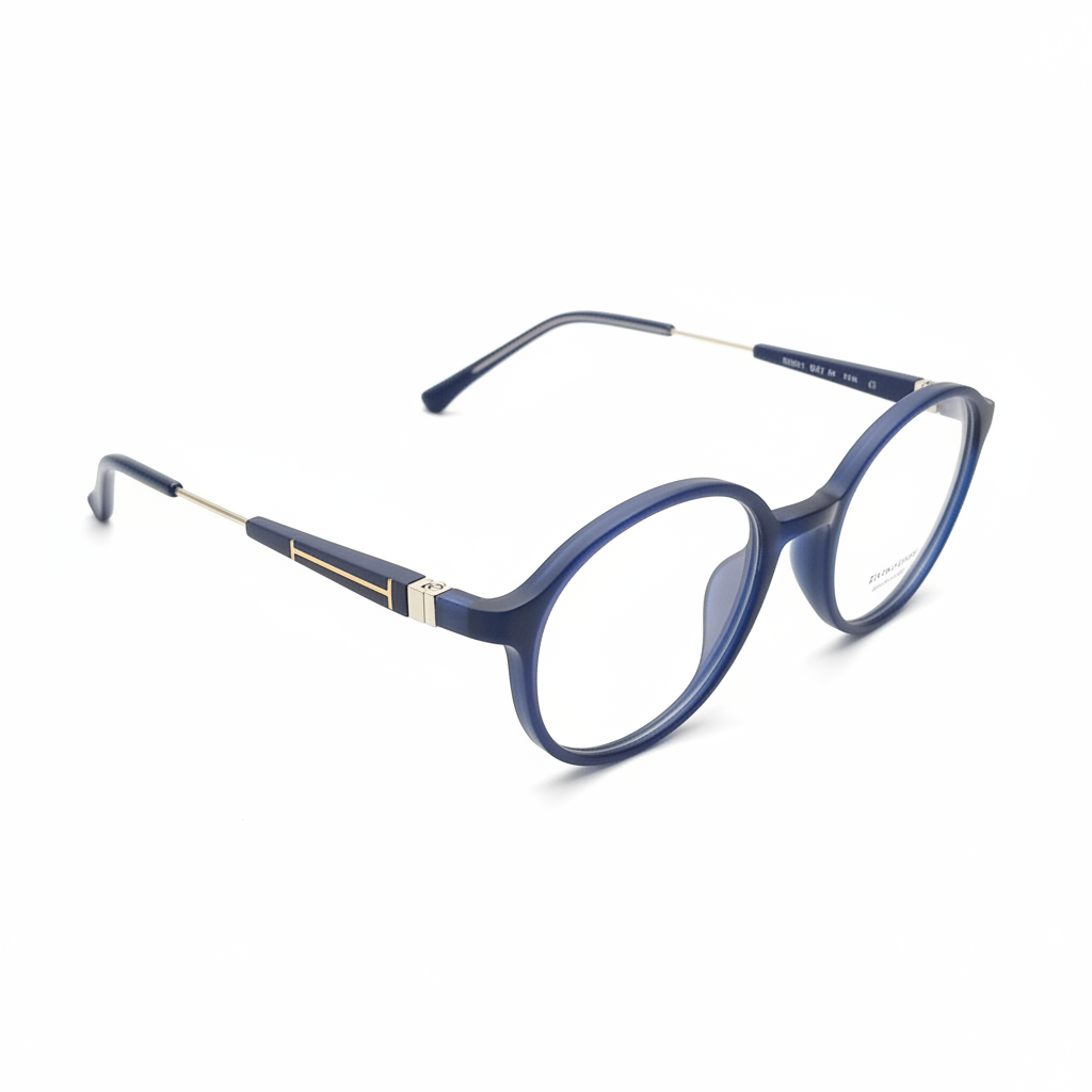 Kids navy round eyeglasses - side view