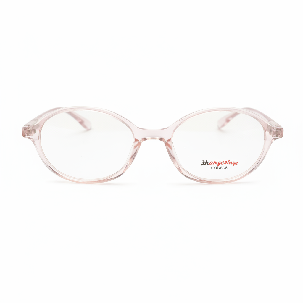 Kids clear pink-tinted round eyeglasses