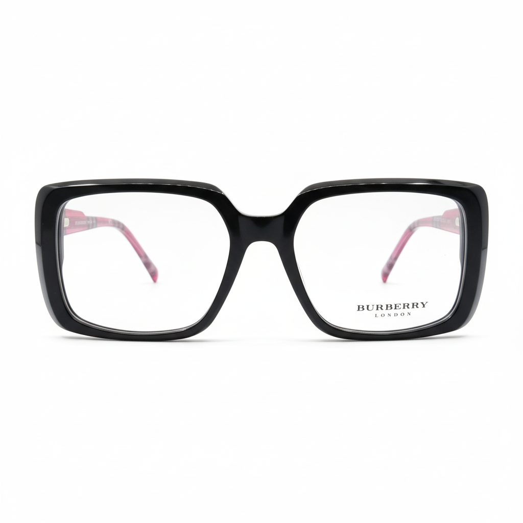 Burberry black oversized square eyeglasses front view