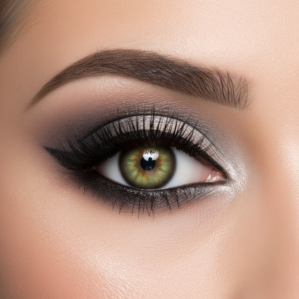 Bella Elite Silky Green Contact Lenses on eye