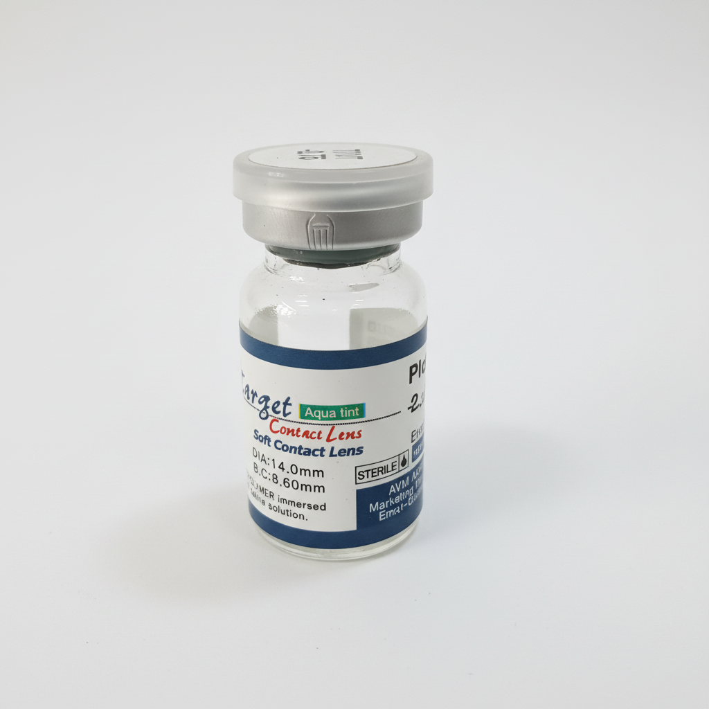 Target Aqua Tint Soft Contact Lens - Sterile Vial on White Background